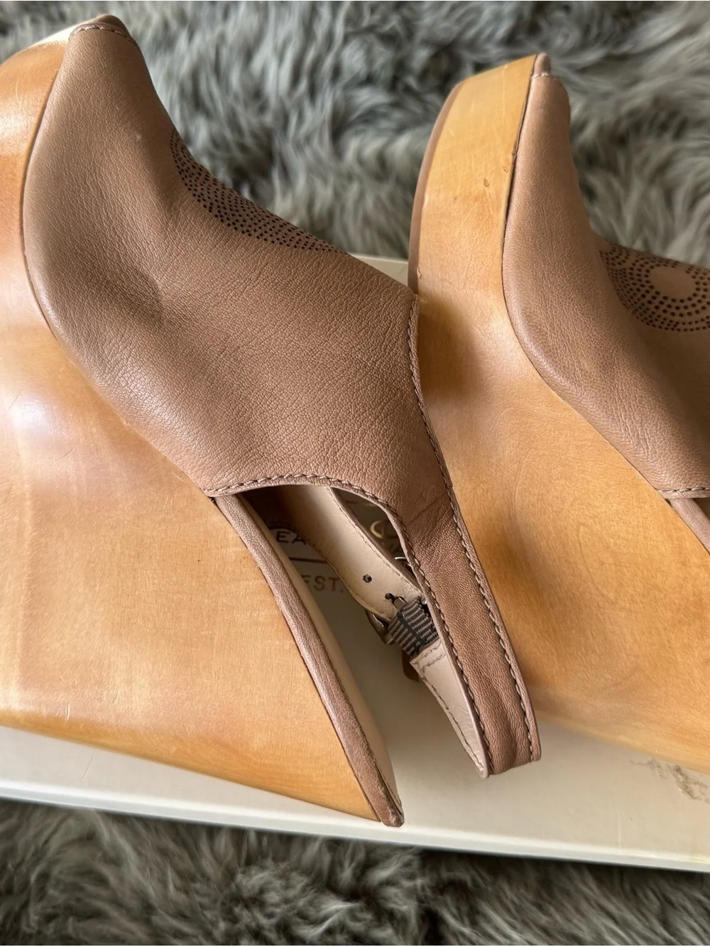 Coach Tan Open-Toe Slingback Wedge Sandals